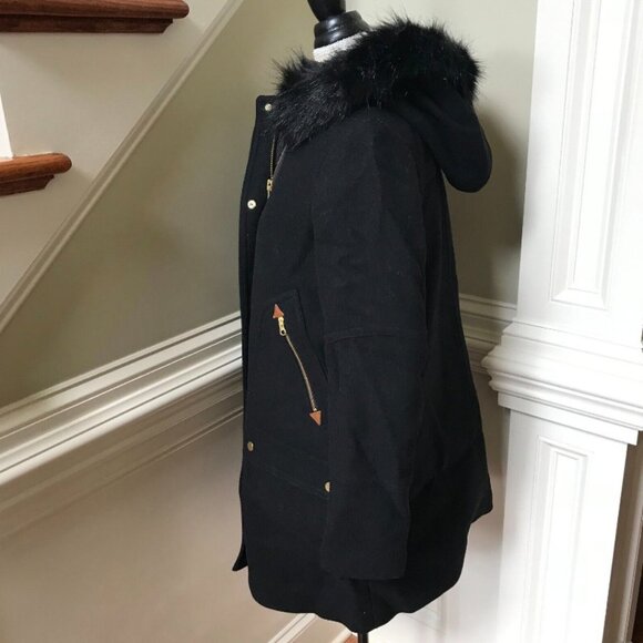 NWT JCrew Chateau Parka Jacket Coat Womens 2 Black Hooded Stadium Cloth NEW - Picture 8 of 12